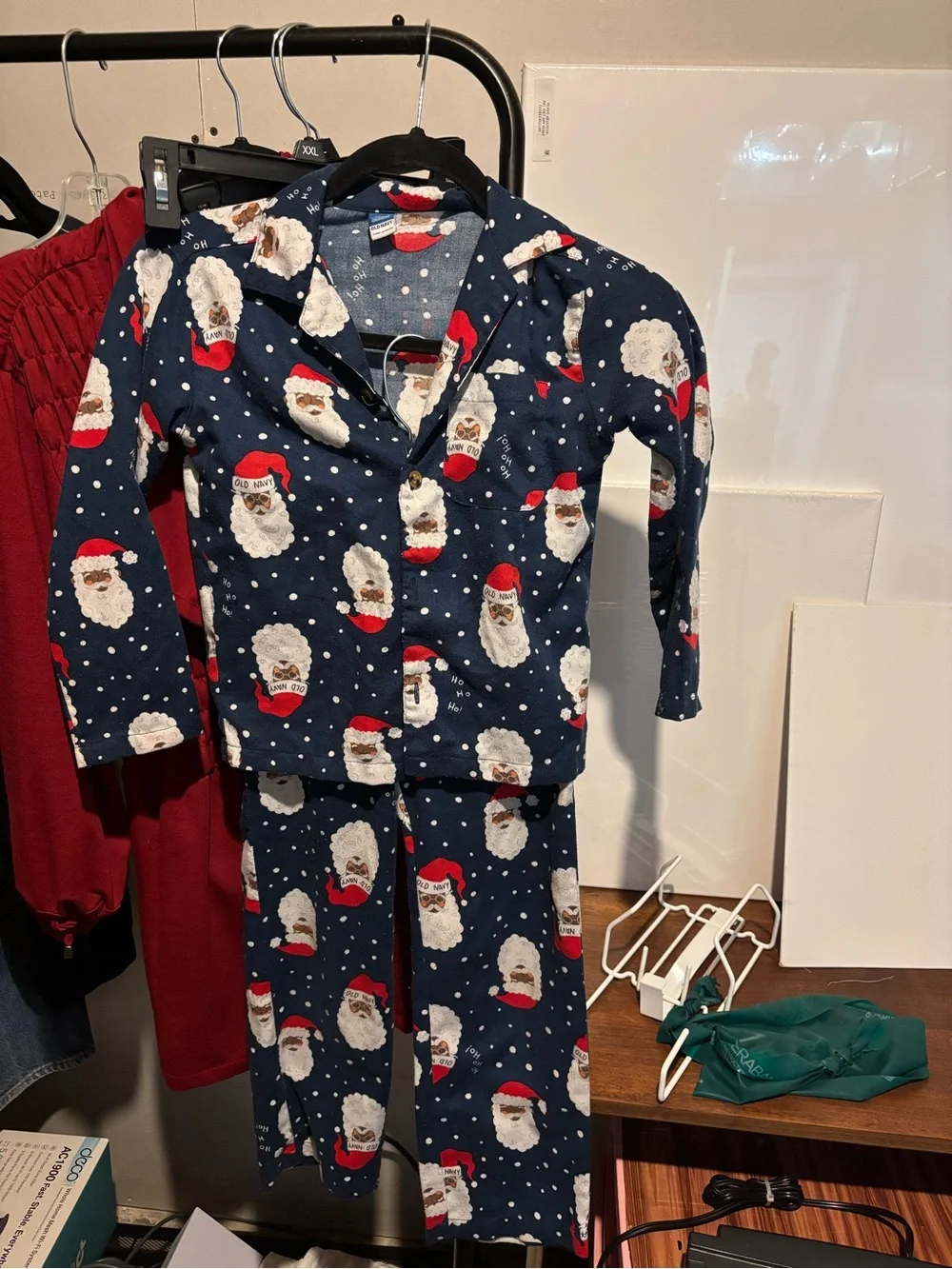 Old Navy Navy Santa Holiday Button-Up